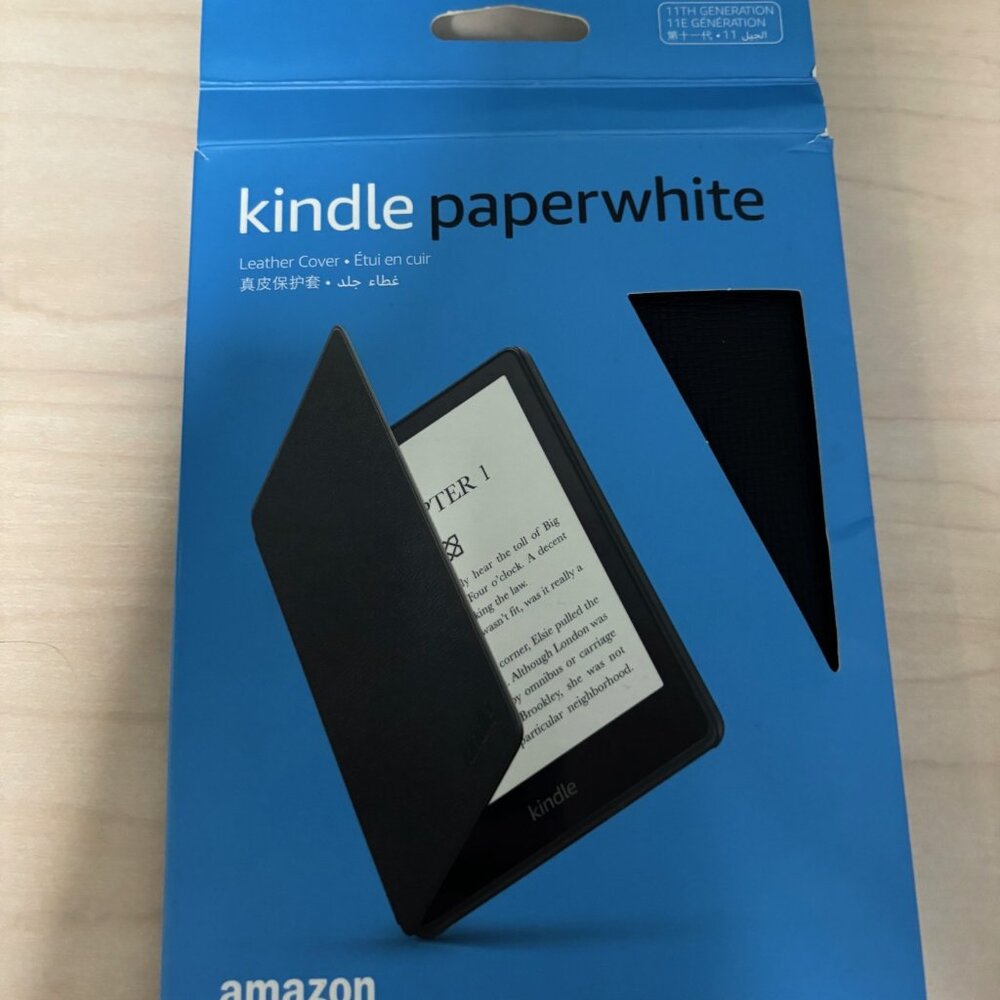 Kindle Paperwhite Black Matte Leather Case Cover 11th Generation